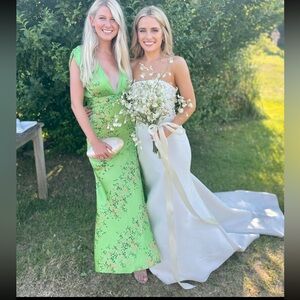 ASOS satin midi dress - bright green floral